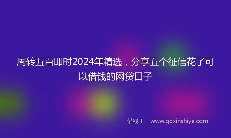 周转五百即时2024年精选，分享五个征信花了可以借钱的网贷口子