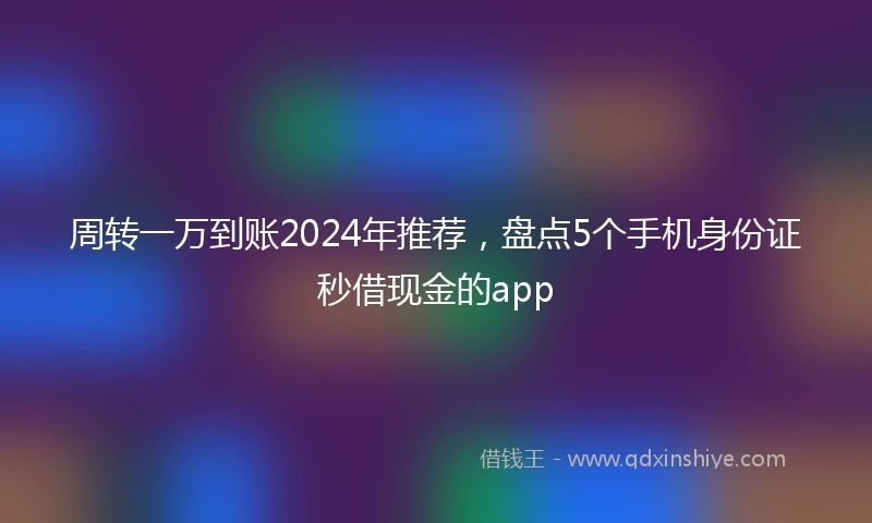 周转一万到账2024年推荐，盘点5个手机身份证秒借现金的app