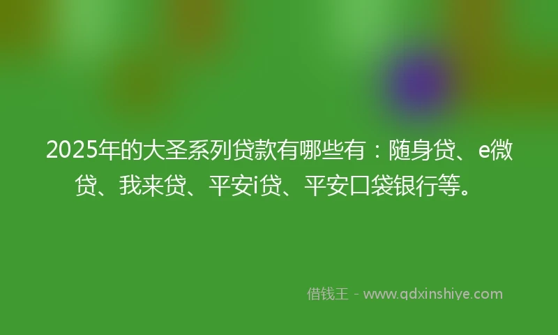 2025年的大圣系列贷款有哪些有：随身贷、e微贷、我来贷、平安i贷、平安口袋银行等。