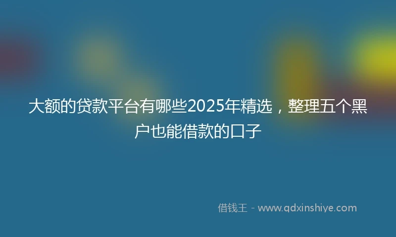 大额的贷款平台有哪些2025年精选，整理五个黑户也能借款的口子