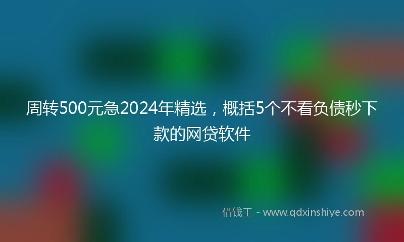 周转500元急2024年精选，概括5个不看负债秒下款的网贷软件