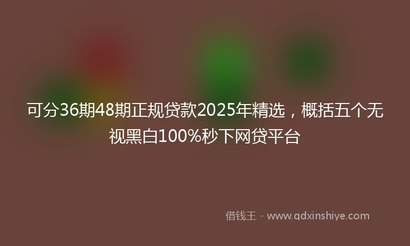 可分36期48期正规贷款2025年精选，概括五个无视黑白100%秒下网贷平台
