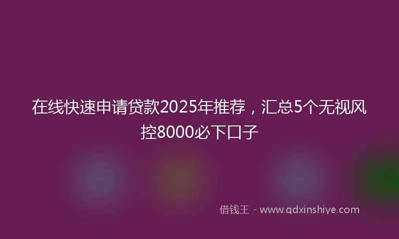 在线快速申请贷款2025年推荐，汇总5个无视风控8000必下口子