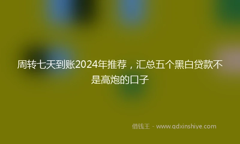 周转七天到账2024年推荐，汇总五个黑白贷款不是高炮的口子
