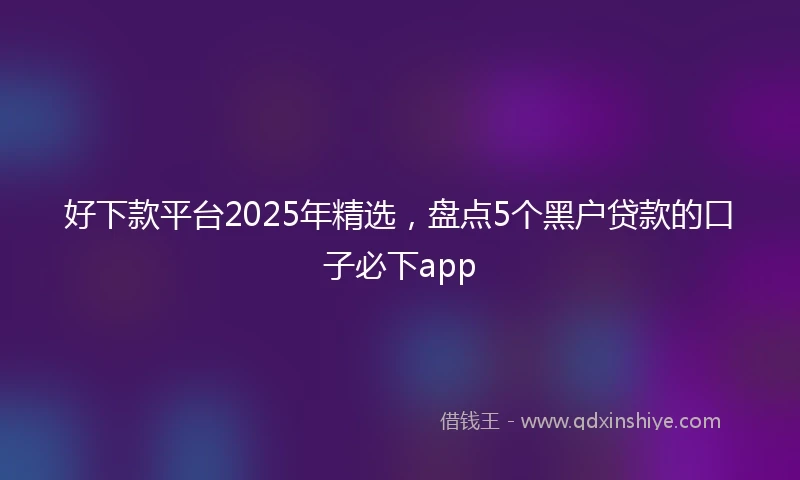 好下款平台2025年精选，盘点5个黑户贷款的口子必下app
