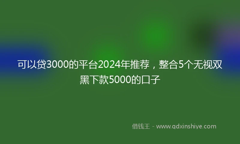 可以贷3000的平台2024年推荐，整合5个无视双黑下款5000的口子