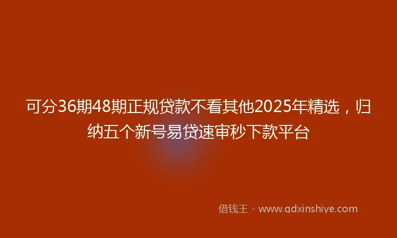 可分36期48期正规贷款不看其他2025年精选，归纳五个新号易贷速审秒下款平台
