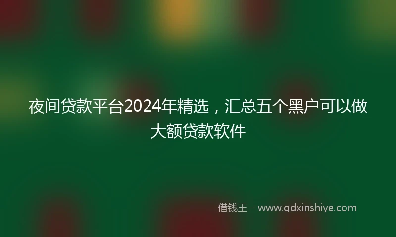 夜间贷款平台2024年精选，汇总五个黑户可以做大额贷款软件