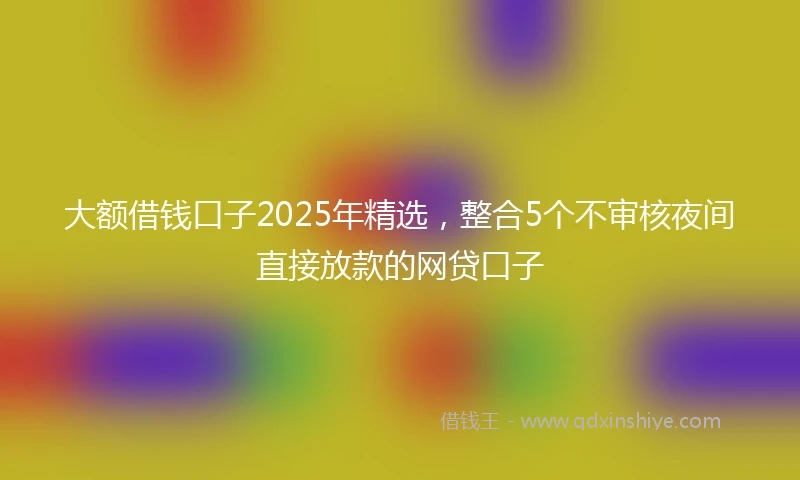 大额借钱口子2025年精选，整合5个不审核夜间直接放款的网贷口子