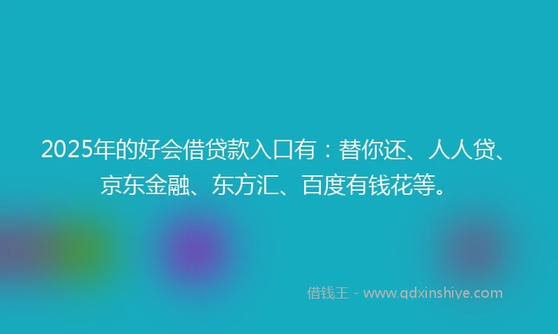 2025年的好会借贷款入口有：替你还、人人贷、京东金融、东方汇、百度有钱花等。