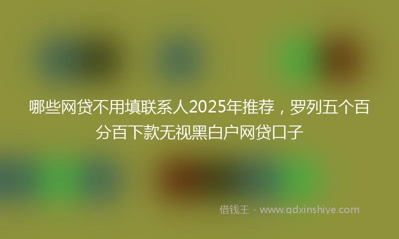 哪些网贷不用填联系人2025年推荐,罗列五个百分百下款无视黑白户网贷口子