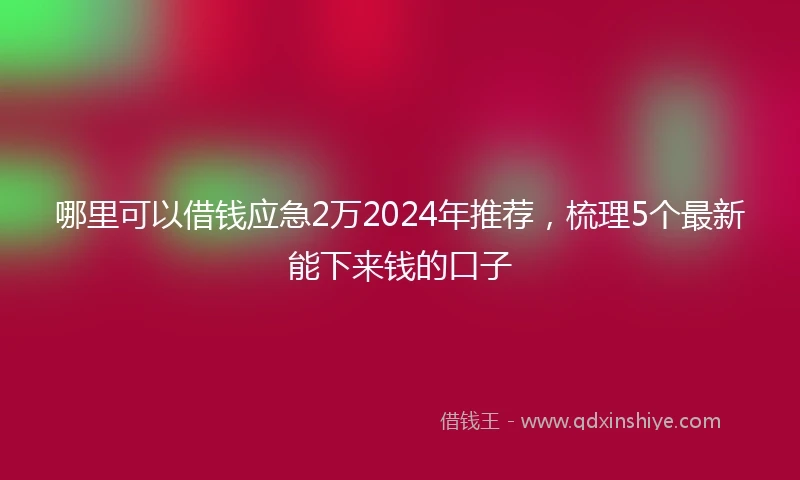哪里可以借钱应急2万2024年推荐，梳理5个最新能下来钱的口子