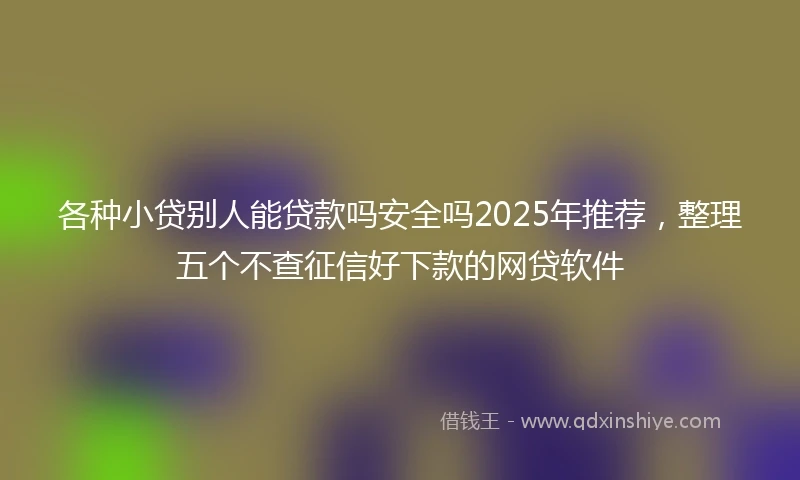 各种小贷别人能贷款吗安全吗2025年推荐，整理五个不查征信好下款的网贷软件