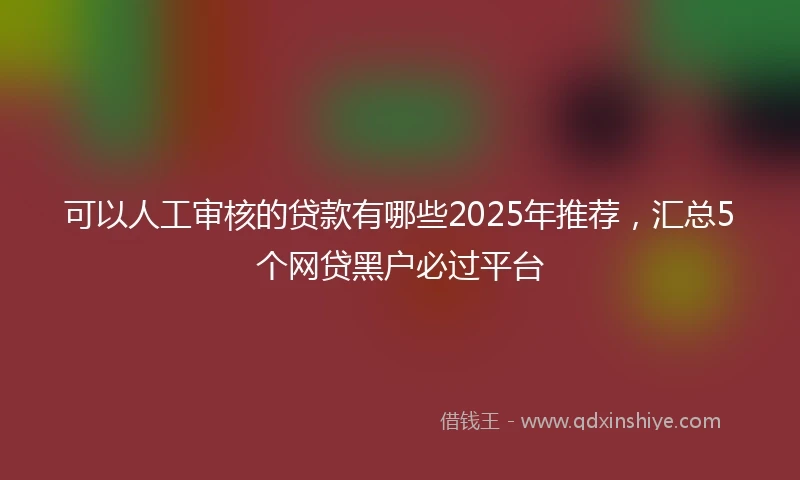 可以人工审核的贷款有哪些2025年推荐，汇总5个网贷黑户必过平台