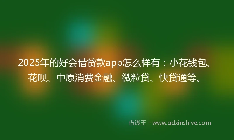 2025年的好会借贷款app怎么样有：小花钱包、花呗、中原消费金融、微粒贷、快贷通等。
