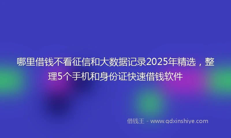 哪里借钱不看征信和大数据记录2025年精选，整理5个手机和身份证快速借钱软件