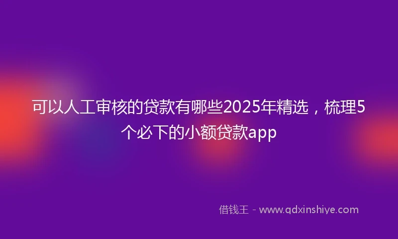 可以人工审核的贷款有哪些2025年精选，梳理5个必下的小额贷款app