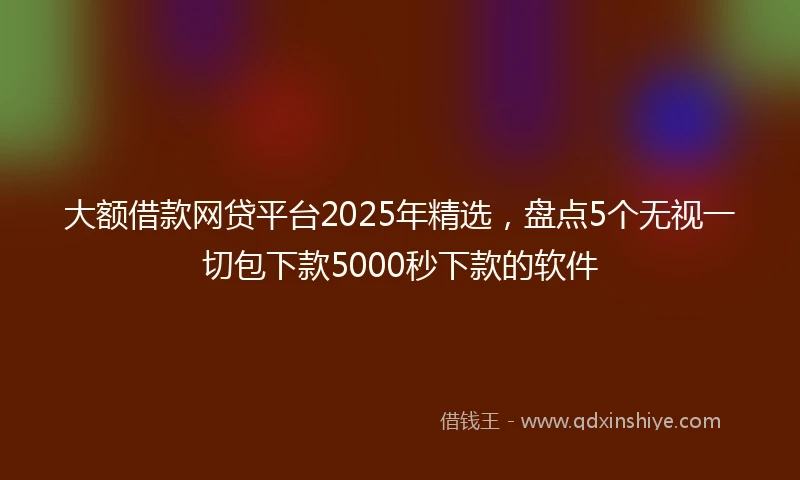 大额借款网贷平台2025年精选，盘点5个无视一切包下款5000秒下款的软件