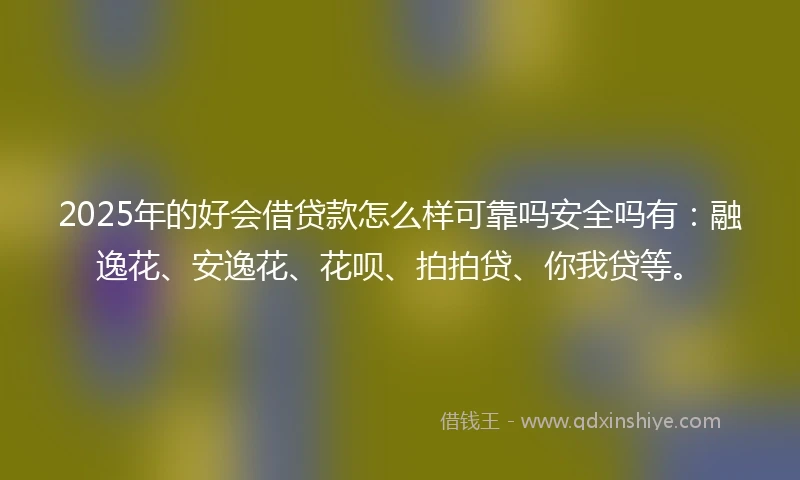 2025年的好会借贷款怎么样可靠吗安全吗有：融逸花、安逸花、花呗、拍拍贷、你我贷等。