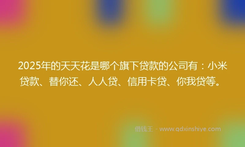 2025年的天天花是哪个旗下贷款的公司有：小米贷款、替你还、人人贷、信用卡贷、你我贷等。