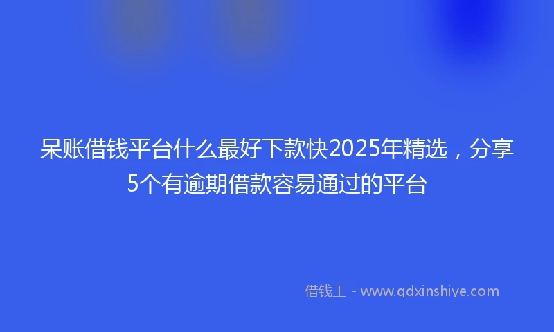呆账借钱平台什么最好下款快2025年精选，分享5个有逾期借款容易通过的平台
