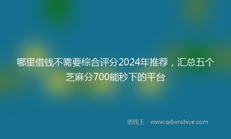 哪里借钱不需要综合评分2024年推荐,汇总五个芝麻分700能秒下的平台