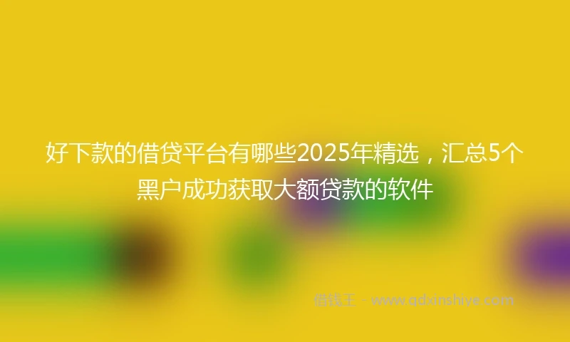 好下款的借贷平台有哪些2025年精选，汇总5个黑户成功获取大额贷款的软件