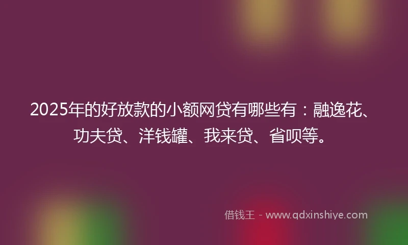 2025年的好放款的小额网贷有哪些有：融逸花、功夫贷、洋钱罐、我来贷、省呗等。