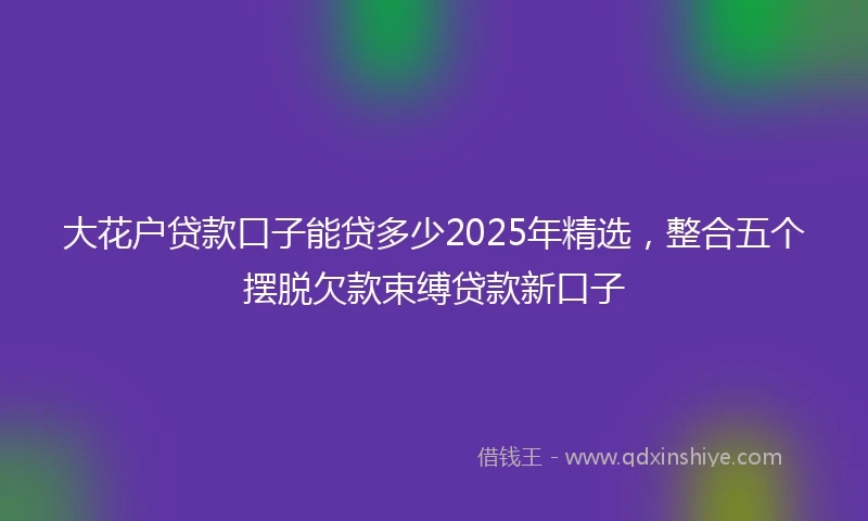 大花户贷款口子能贷多少2025年精选，整合五个摆脱欠款束缚贷款新口子