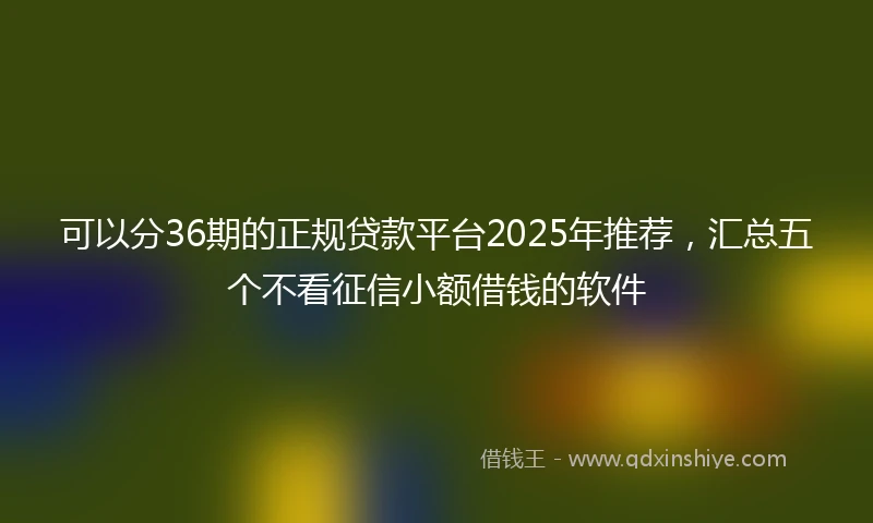 可以分36期的正规贷款平台2025年推荐，汇总五个不看征信小额借钱的软件