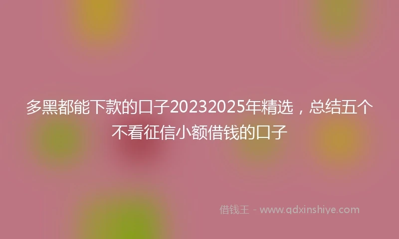 多黑都能下款的口子20232025年精选，总结五个不看征信小额借钱的口子