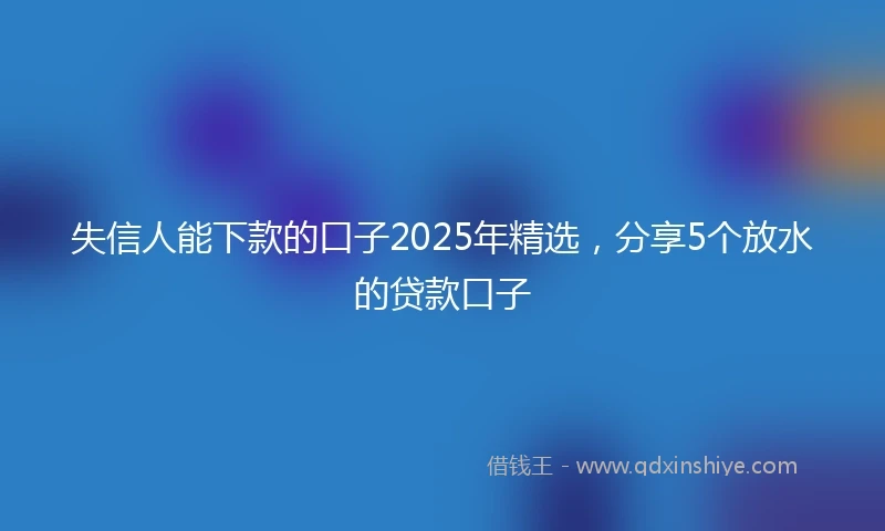 失信人能下款的口子2025年精选，分享5个放水的贷款口子