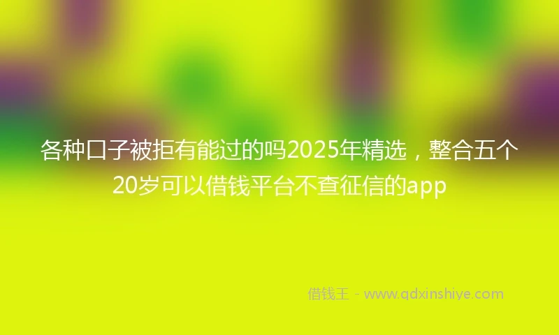 各种口子被拒有能过的吗2025年精选，整合五个20岁可以借钱平台不查征信的app