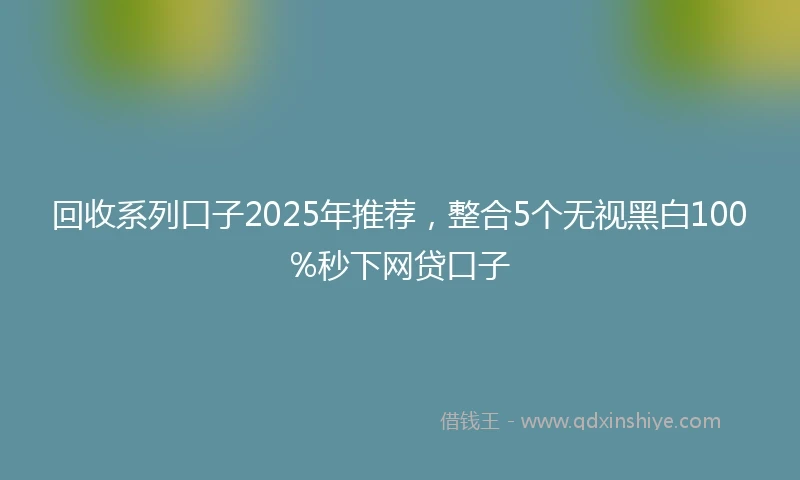回收系列口子2025年推荐，整合5个无视黑白100%秒下网贷口子