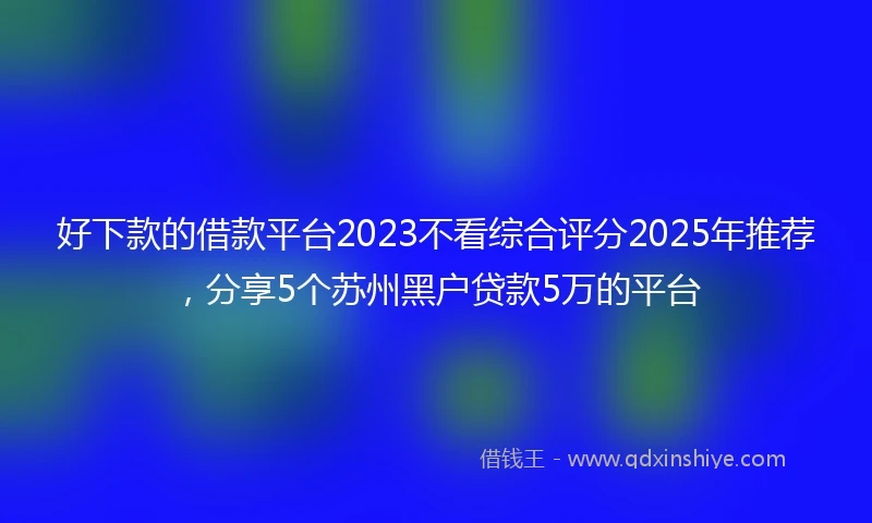 好下款的借款平台2023不看综合评分2025年推荐，分享5个苏州黑户贷款5万的平台