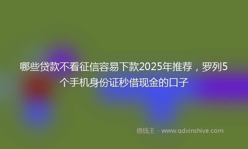 哪些贷款不看征信容易下款2025年推荐，罗列5个手机身份证秒借现金的口子