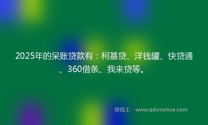 2025年的呆账贷款有：柯基贷、洋钱罐、快贷通、360借条、我来贷等。