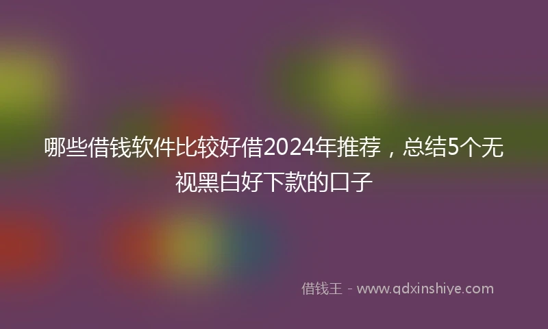 哪些借钱软件比较好借2024年推荐，总结5个无视黑白好下款的口子