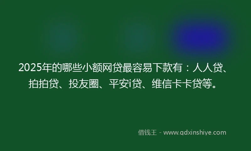 2025年的哪些小额网贷最容易下款有：人人贷、拍拍贷、投友圈、平安i贷、维信卡卡贷等。
