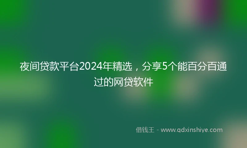 夜间贷款平台2024年精选，分享5个能百分百通过的网贷软件