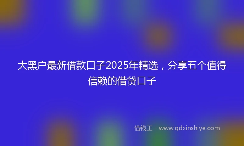 大黑户最新借款口子2025年精选，分享五个值得信赖的借贷口子