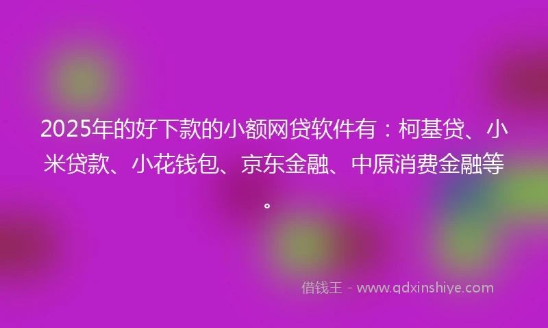 2025年的好下款的小额网贷软件有：柯基贷、小米贷款、小花钱包、京东金融、中原消费金融等。
