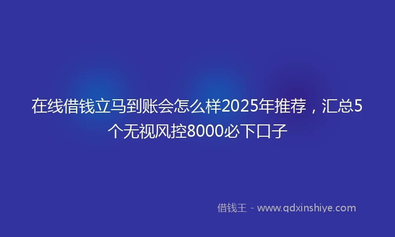 在线借钱立马到账会怎么样2025年推荐，汇总5个无视风控8000必下口子