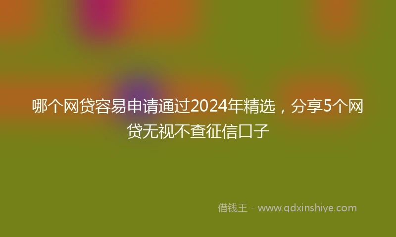 哪个网贷容易申请通过2024年精选，分享5个网贷无视不查征信口子