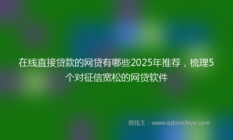 在线直接贷款的网贷有哪些2025年推荐，梳理5个对征信宽松的网贷软件