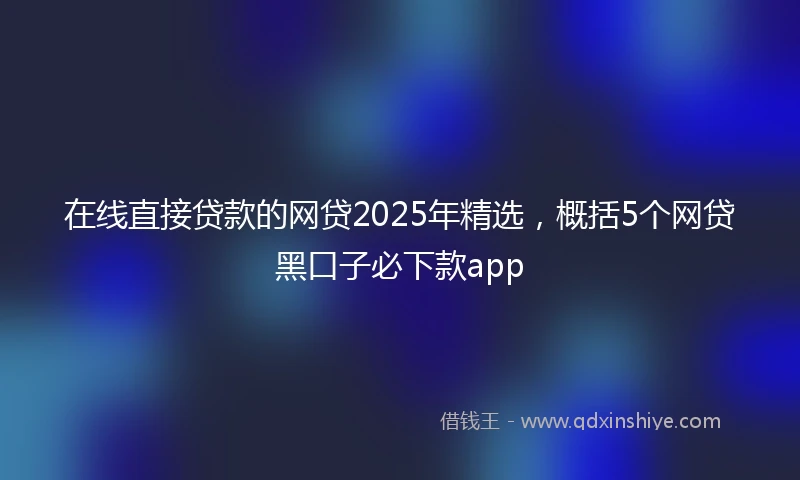 在线直接贷款的网贷2025年精选，概括5个网贷黑口子必下款app