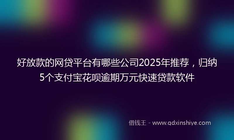 好放款的网贷平台有哪些公司2025年推荐，归纳5个支付宝花呗逾期万元快速贷款软件