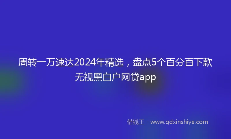周转一万速达2024年精选，盘点5个百分百下款无视黑白户网贷app