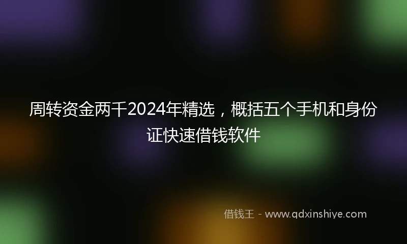 周转资金两千2024年精选，概括五个手机和身份证快速借钱软件