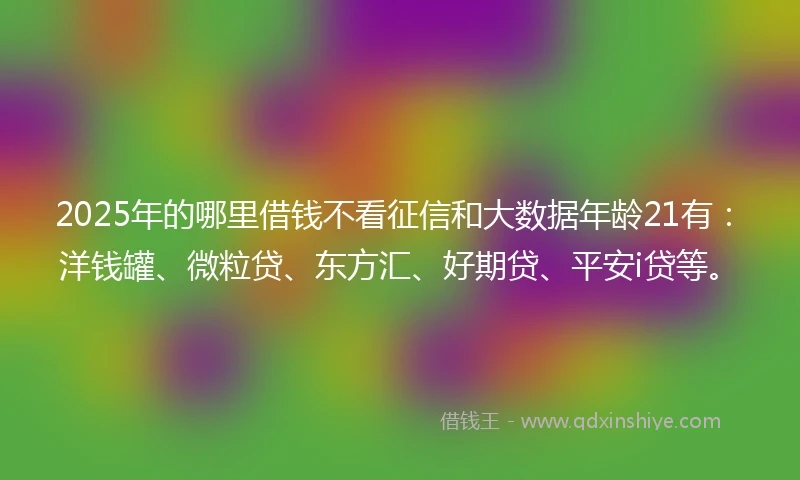 2025年的哪里借钱不看征信和大数据年龄21有：洋钱罐、微粒贷、东方汇、好期贷、平安i贷等。